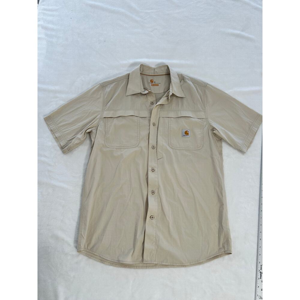 Carhart Relaxed Fit Force Button Up Fishing Shirt Men's Med Excellent Condition!